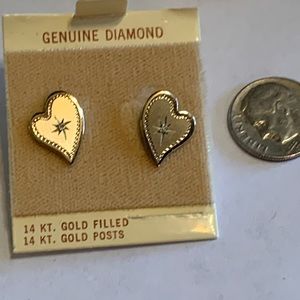 Heart earrings with genuine diamond -
